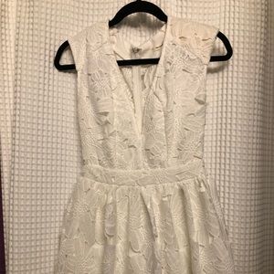 White Plunging Lace Dress